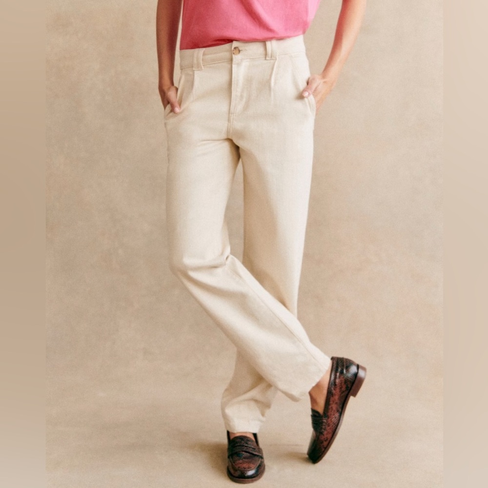 Sezane Manu Trousers, Mottled Ecru, US 4/FR 36